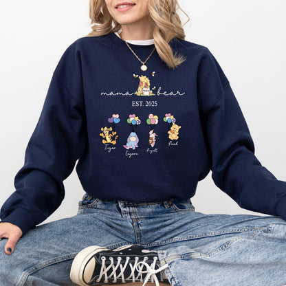 Gepersonaliseerde Mama Beer en Kindernamen Sweatshirt, Gepersonaliseerde Kindernamen Mama Beer Hoodie, Moederdag Trui, Cadeau voor Mama
