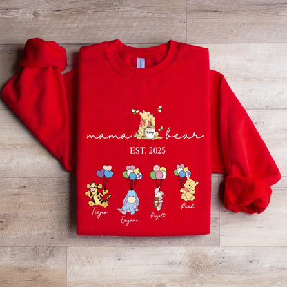 Gepersonaliseerde Mama Beer en Kindernamen Sweatshirt, Gepersonaliseerde Kindernamen Mama Beer Hoodie, Moederdag Trui, Cadeau voor Mama