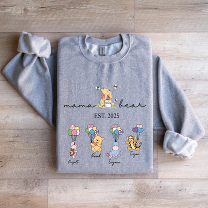 Gepersonaliseerde Mama Beer en Kindernamen Sweatshirt, Gepersonaliseerde Kindernamen Mama Beer Hoodie, Moederdag Trui, Cadeau voor Mama