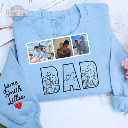 Gepersonaliseerd vader-T-shirt met geborduurde foto - Uniek Vaderdagcadeau