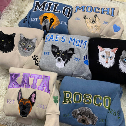 Huisdierportret hoodie – laat je favoriete hond of kat borduren op een stijlvolle trui