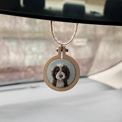 Gepersonaliseerde fotospiegeldecoratie - Gepersonaliseerd cadeau met geborduurde foto - Uniek accessoire