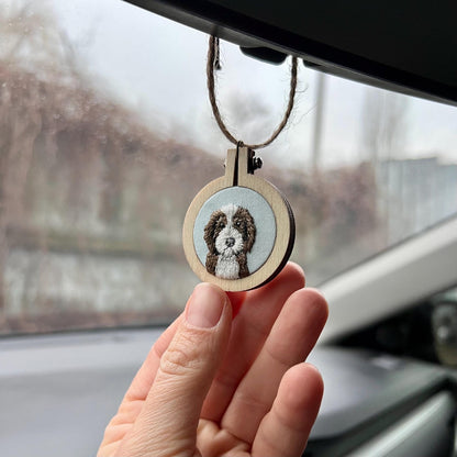 Gepersonaliseerde fotospiegeldecoratie - Gepersonaliseerd cadeau met geborduurde foto - Uniek accessoire