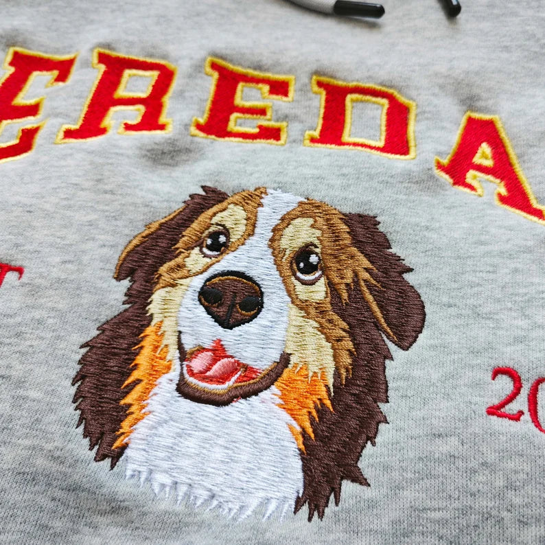 Aangepaste Hond Hoodie, Geborduurde Hondennaam, Gepersonaliseerde Huisdier Gezicht Sweatshirt Van Uw Foto, Varsity Stijl Hoodie, Cadeaus Voor Hondenliefhebbers