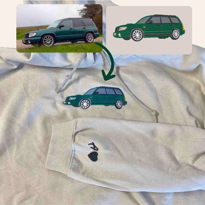 Aangepaste auto met foto, geborduurd sweatshirt, gepersonaliseerde geborduurde auto met foto, hoodie, geborduurde auto