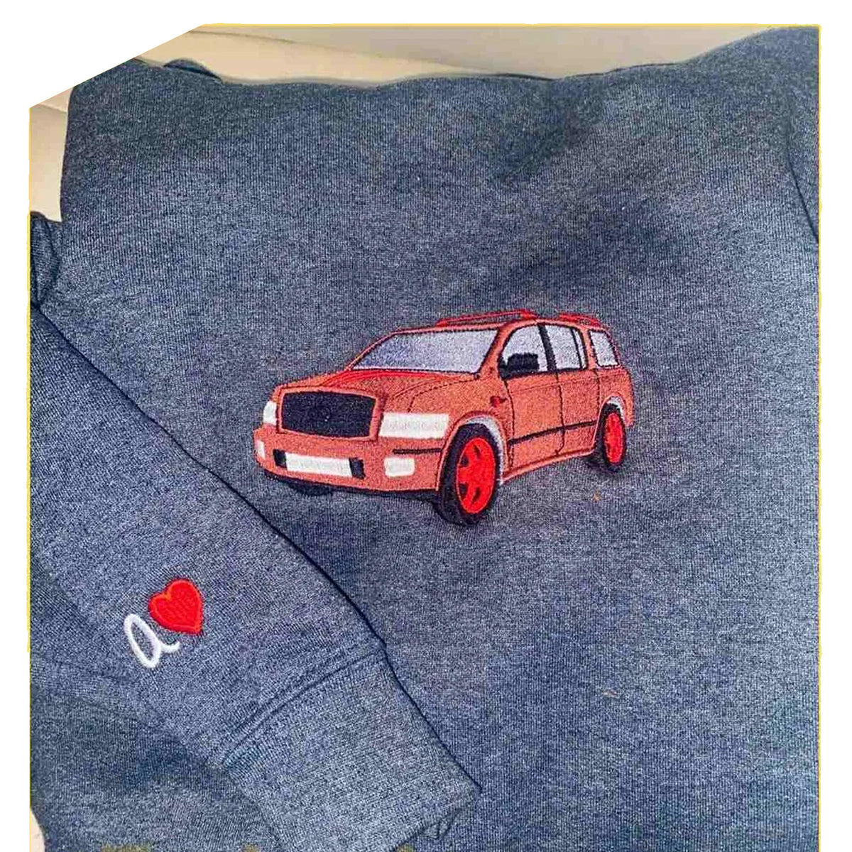 Aangepaste auto met foto, geborduurd sweatshirt, gepersonaliseerde geborduurde auto met foto, hoodie, geborduurde auto