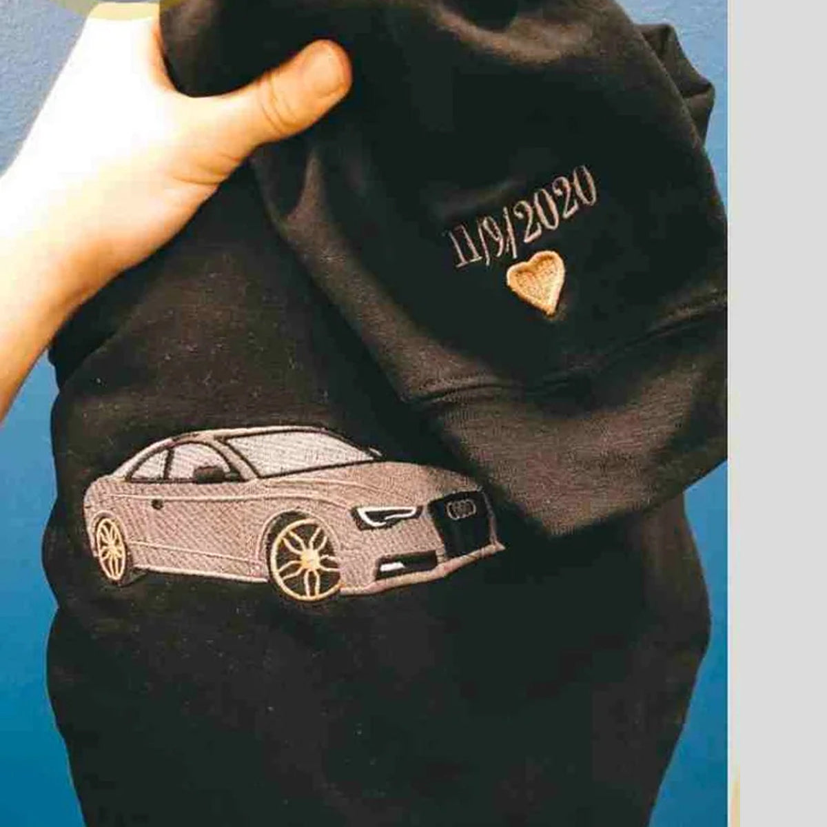 Aangepaste auto met foto, geborduurd sweatshirt, gepersonaliseerde geborduurde auto met foto, hoodie, geborduurde auto