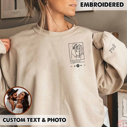 Aangepaste gepersonaliseerde foto portret geborduurd sweatshirt paar hoodie