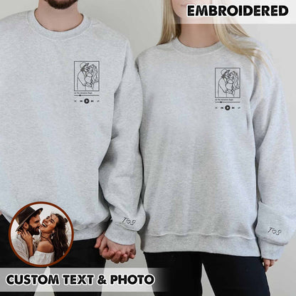 Aangepaste gepersonaliseerde foto portret geborduurd sweatshirt paar hoodie