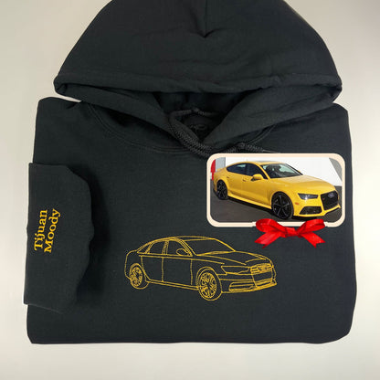 Op maat geborduurde sweatshirts, autogordels met foto's, gepersonaliseerde geborduurde autogordels met foto's, T-shirts, geborduurde auto's