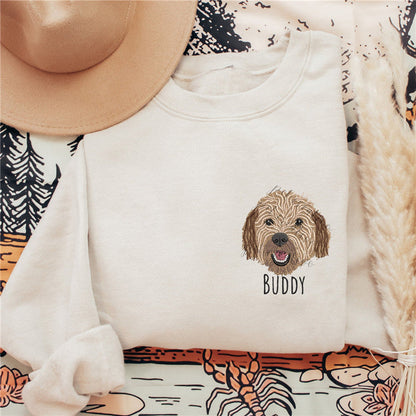 Varsity Gepersonaliseerd Hondengezicht Sweatshirt Van Uw Foto, Aangepaste Hond Papa Sweatshirt Met Geborduurde Hondennaam, Cadeaus Voor Hondenliefhebbers