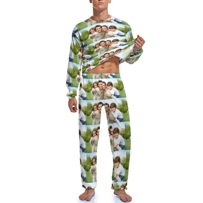 Aangepaste foto papa mama familie heren pyjama gepersonaliseerde foto pyjama set nachtkleding grappige nachtkleding met lange mouwen