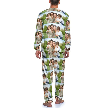 Aangepaste foto papa mama familie heren pyjama gepersonaliseerde foto pyjama set nachtkleding grappige nachtkleding met lange mouwen