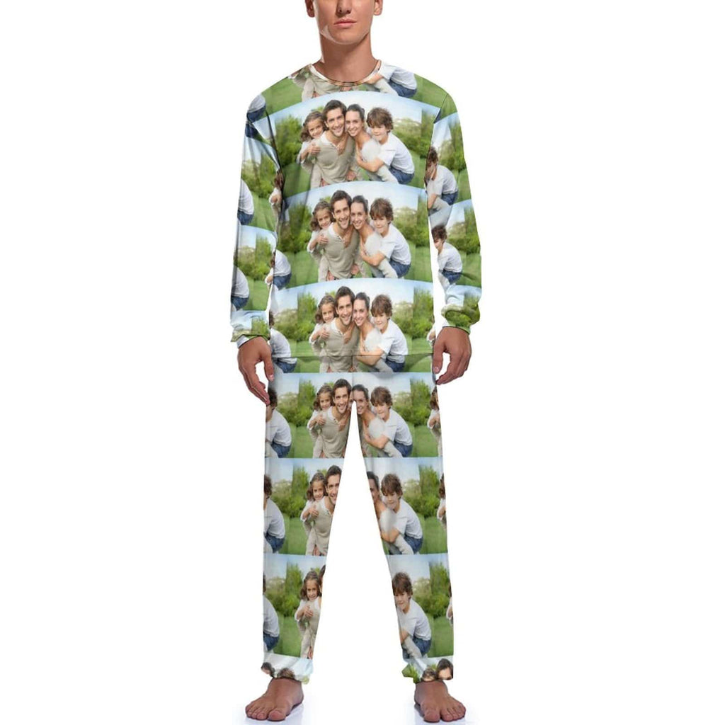 Aangepaste foto papa mama familie heren pyjama gepersonaliseerde foto pyjama set nachtkleding grappige nachtkleding met lange mouwen