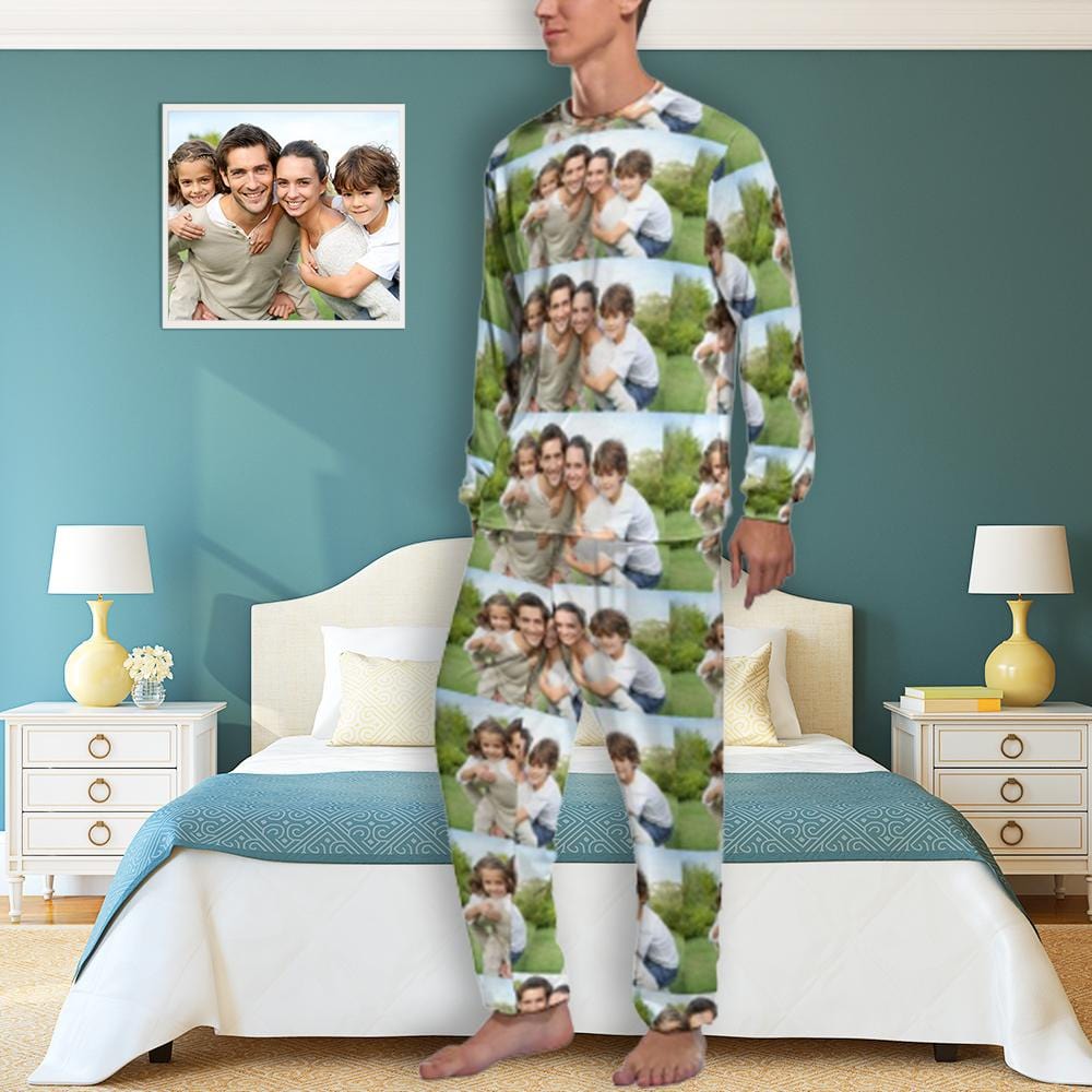 Aangepaste foto papa mama familie heren pyjama gepersonaliseerde foto pyjama set nachtkleding grappige nachtkleding met lange mouwen