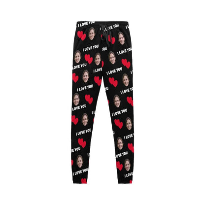 Aangepaste I Love You lange pyjamabroek gepersonaliseerde pyjamafeestnachtkleding voor heren