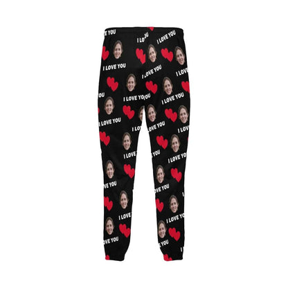 Aangepaste I Love You lange pyjamabroek gepersonaliseerde pyjamafeestnachtkleding voor heren