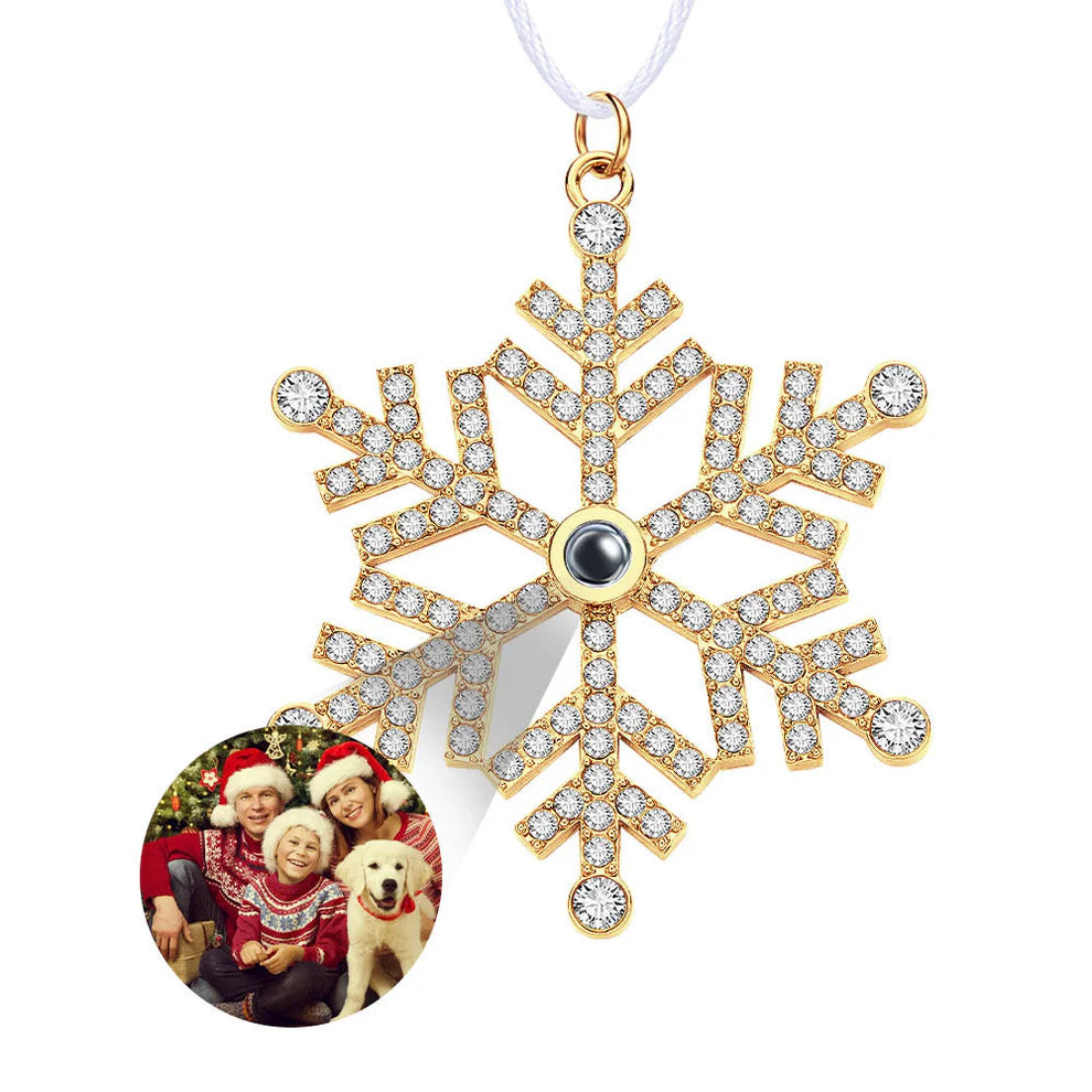 Gepersonaliseerde projectieornament, aangepaste foto, sneeuwvlok, kerstornament, geschenken