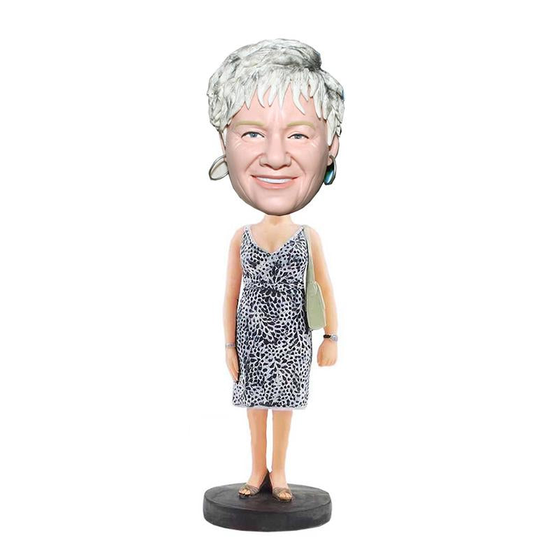 Aangepaste jurk oude dame Bobblehead poppen